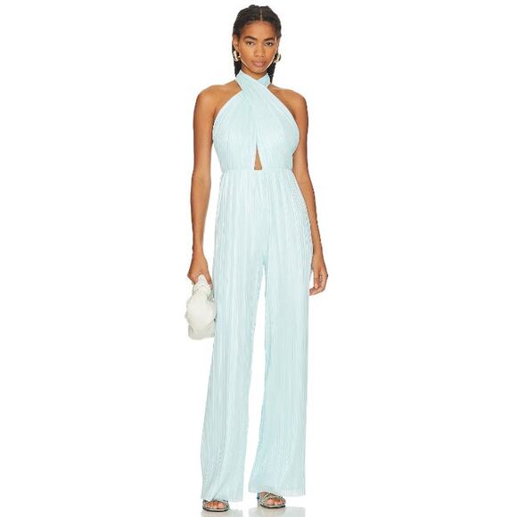 Amanda Uprichard Rivera Jumpsuit in Wave - Picture 1 of 16